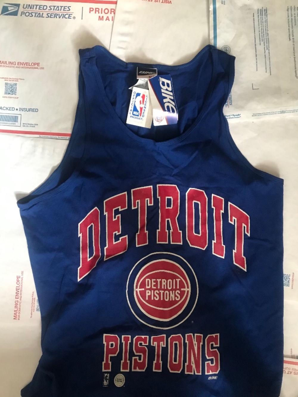 Men’s Rare Vintage Detroit Pistons NBA Bike Tank Shirt Jersey Size XL